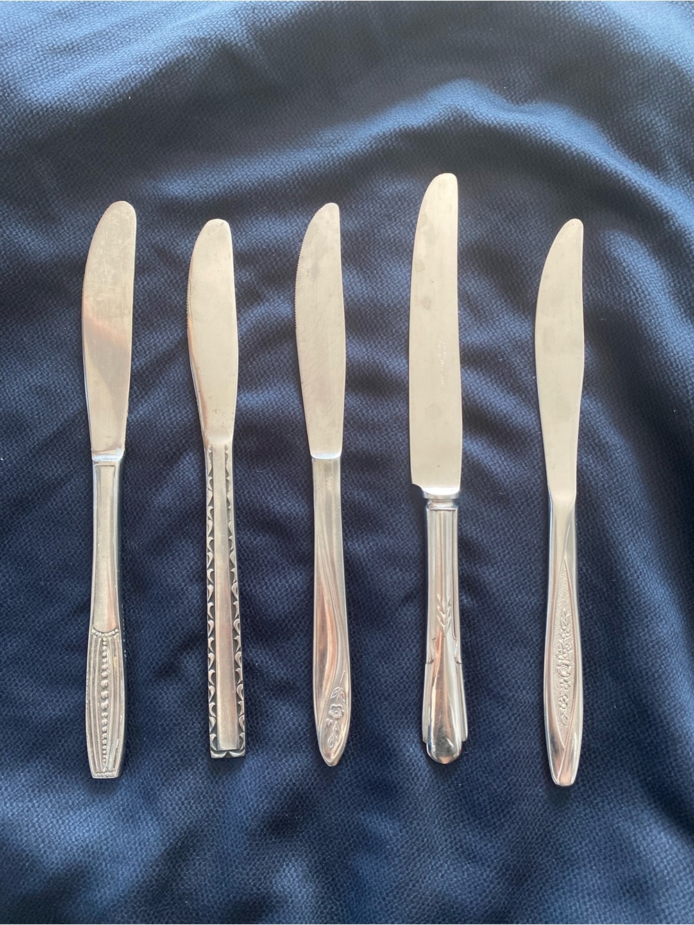 Vintage Knife Set – 5 Assorted Vintage Table Knives | Eclectic Cottage tableware
